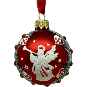 Rd julekugle med hvid engel 