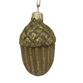 Agern i guld med glimmer - Julekugle