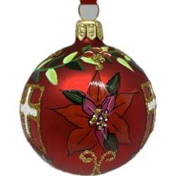 julekugle med Dansk flag og  julestjerne blomst