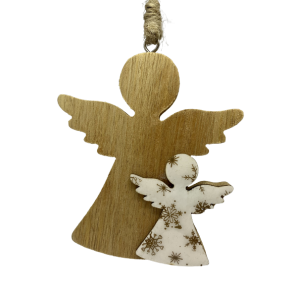 Dobbelt engel i tr - Juleophng
