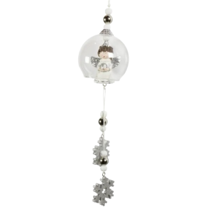 Engel i glaskugle med iskrystaller - Juleophng