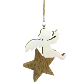 Engel p stjerne i tr - Juleophng