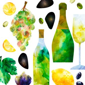 Frokostserviet vinflasker - 33x33cm