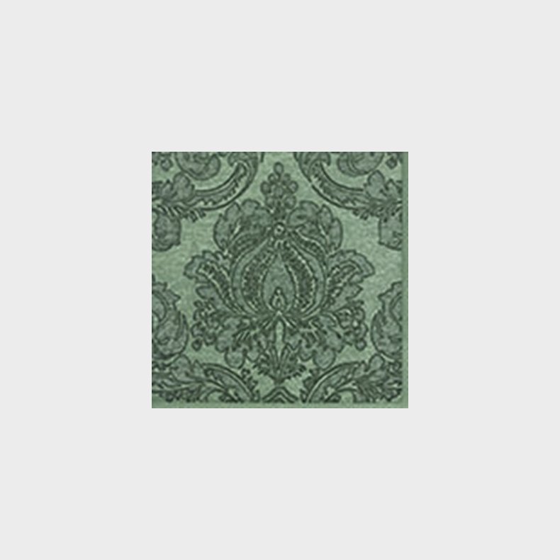 Middagsserviet Damask i Jadegrn med mnster - 40x40cm