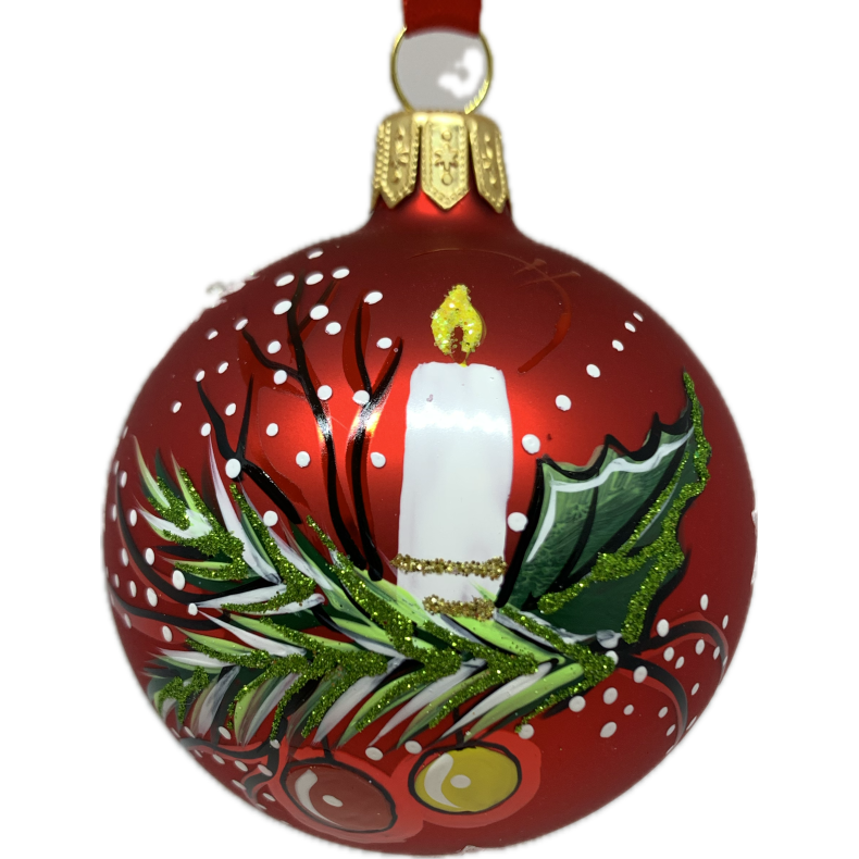 Rd julekugle med julelys