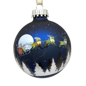 Bl glaskugle med julenat - Julekugle