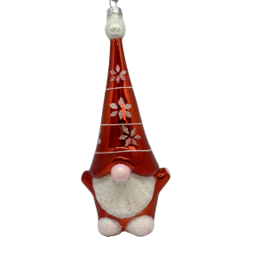 Julenisse med hj blomstret hue - Julekugle