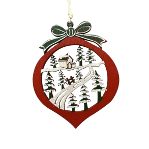 Juleophng i tr med landskab 