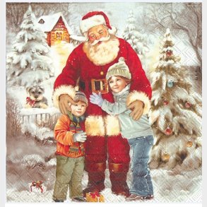 Julemand med brn - Juleserviet 33x33cm