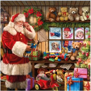 Julemandens vrksted - Juleserviet 33x33cm