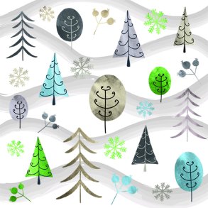 Serviet med skovmotiv - Juleservietter 33x33cm