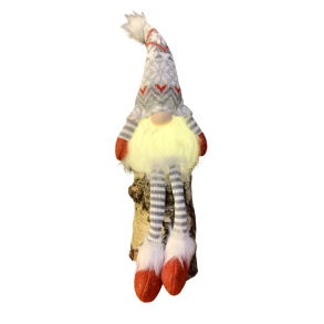 Nisse med gr hue og LED lys i maven - Julepynt