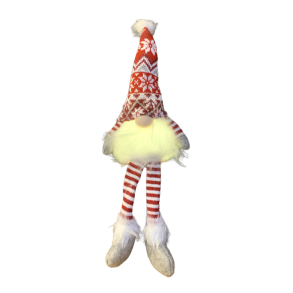 Nisse med rd hue og LED lys i maven - Julepynt