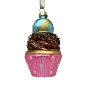 Muffin med lysebl topping - Julekugle