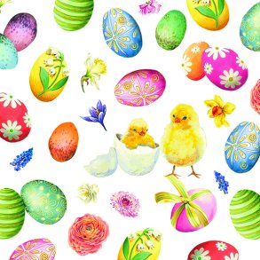 Serviet med pskekyllinger og pskeg - Pskeserviet 33x33cm