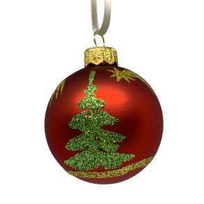 Rd julekugle med juletr