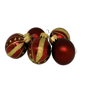 St med 5 stk. rde glaskugler - Julekugler