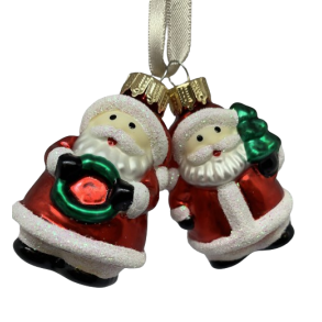 St med 2 sm julemnd med juletr og julekrans - Julekugle