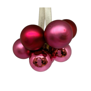 St med 9 stk. glaskugler i ceriserde nuancer - Julekugler