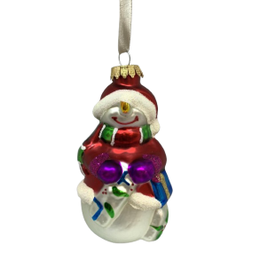 Snemand med hue over jnene - Julekugle