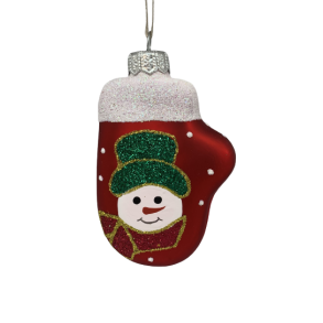 Rd julemandsvante med snemand - Julekugle