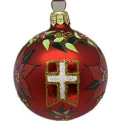 julekugle med Dansk flag og  julestjerne blomst