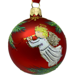 Rd julekugle med fin engel