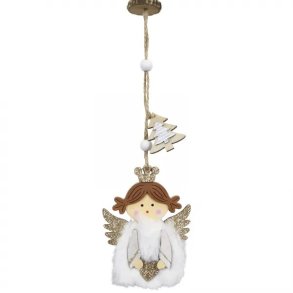 Engel med hvid plys kjole